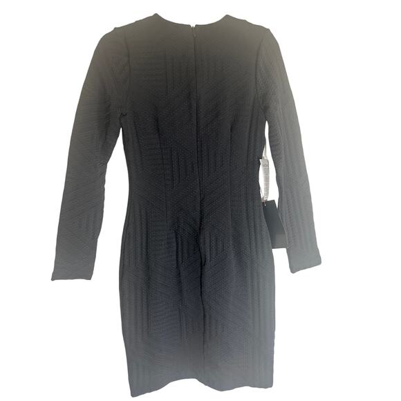 NWT Bebe Women's Black Textured Bodycon Dress M Long Sleeve Fitted Mini Cocktail - Picture 7 of 11